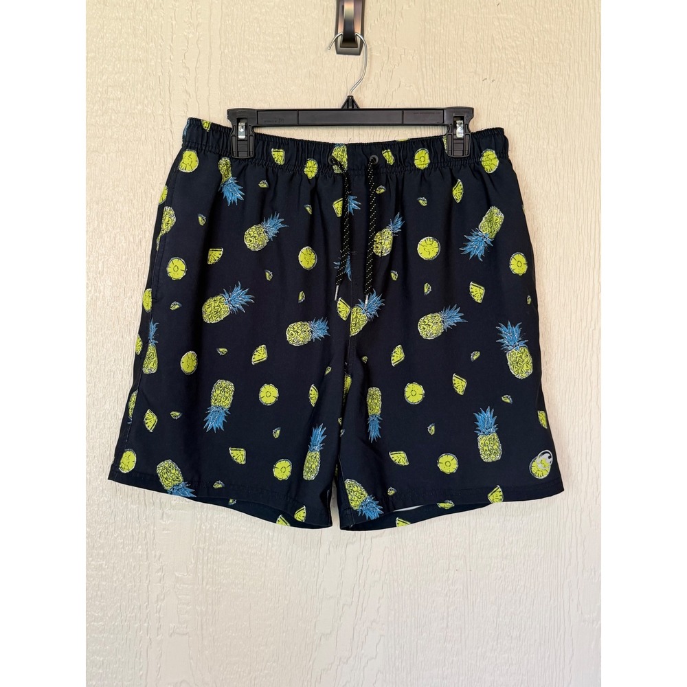 Ocean Current Mens XL Swim Trunks Navy Blue Pineapple Hawaiian Board Shorts